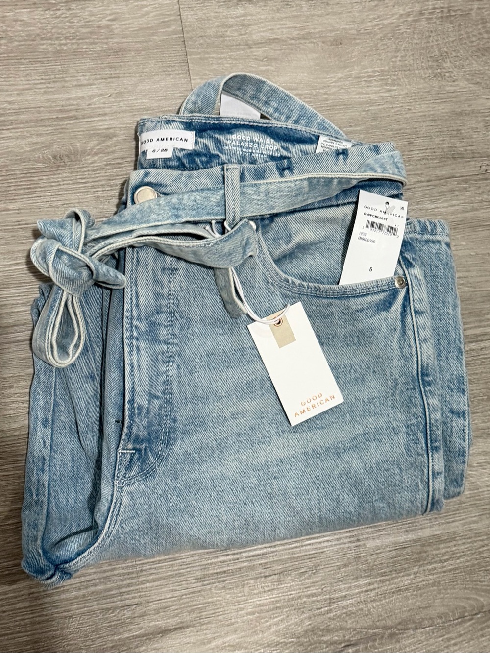Good American Cropped Wide Leg Palazzo Jeans